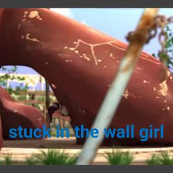 anime hd stuck in the wall girl